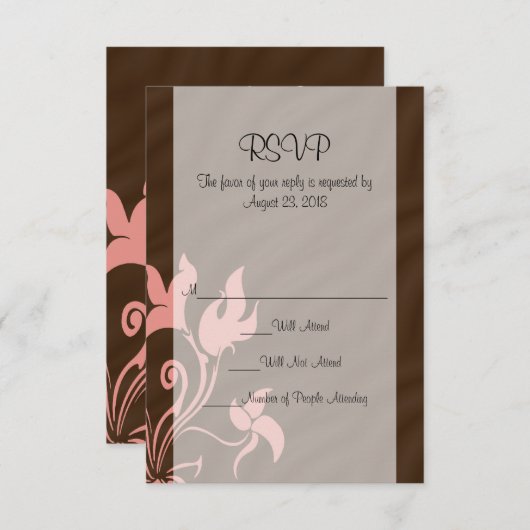 ピンクと茶色の渦巻き旋回メイクアップアーティストまたはサロン 出欠カード (正面/裏面)