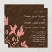 ピンクと茶色の渦巻き 招待状 (正面/裏面)