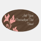 ピンクと茶色の渦巻き 楕円形シール (正面)