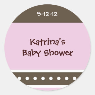 ピンクと茶色の点 ラウンドシール