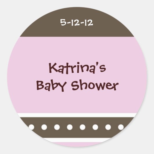 ピンクと茶色の点 ラウンドシール (正面)