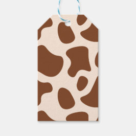 ピンクと茶色の牛のプリント ギフトタグ