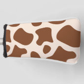 ピンクと茶色の牛のプリント ゴルフヘッドカバー (正面)