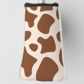 ピンクと茶色の牛のプリント ゴルフヘッドカバー (回転90)