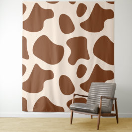 ピンクと茶色の牛のプリント タペストリー