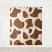 ピンクと茶色の牛のプリント タペストリー (正面)