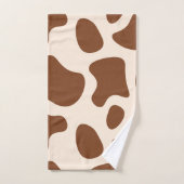 ピンクと茶色の牛のプリント バスタオルセット (ハンドタオル)