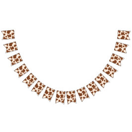 ピンクと茶色の牛のプリント バンティングフラッグ