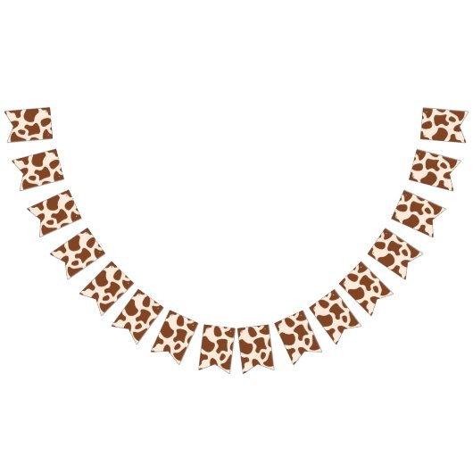 ピンクと茶色の牛のプリント バンティングフラッグ (全)