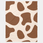 ピンクと茶色の牛のプリント フリースブランケット (正面)