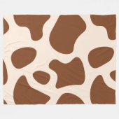 ピンクと茶色の牛のプリント フリースブランケット (正面(横))