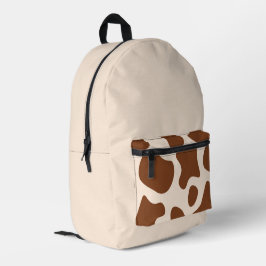 ピンクと茶色の牛のプリント プリントバックパック