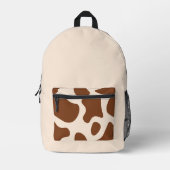 ピンクと茶色の牛のプリント プリントバックパック (正面)