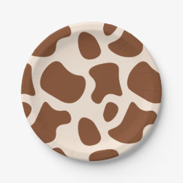 ピンクと茶色の牛のプリント ペーパープレート