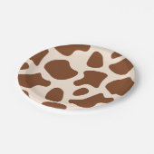 ピンクと茶色の牛のプリント ペーパープレート (アングル)