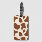 ピンクと茶色の牛のプリント ラゲッジタグ (正面縦)