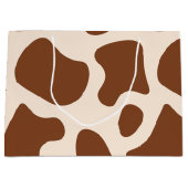 ピンクと茶色の牛のプリント ラージペーパーバッグ (正面)