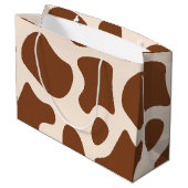 ピンクと茶色の牛のプリント ラージペーパーバッグ (裏面アングル)