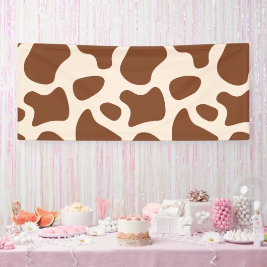 ピンクと茶色の牛のプリント 横断幕 (パーティー)