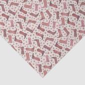 ピンクと茶色の花で女性のカーボーイブーツをペーパーカット 薄葉紙 (詳細)