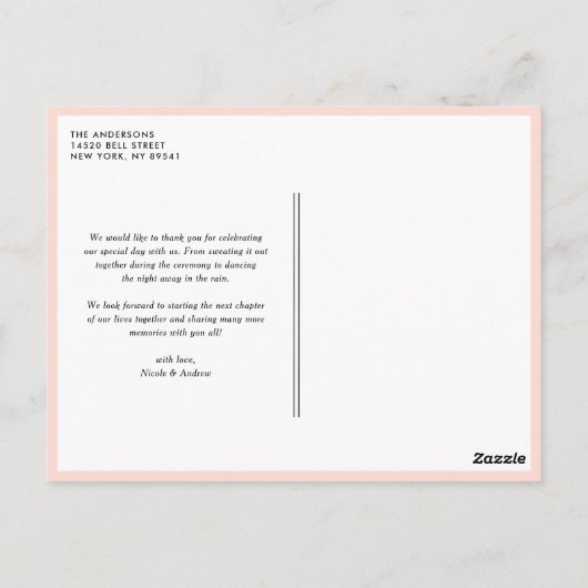 ピンクと茶色の花とバードケージのサンキューカード ポストカード (裏面)