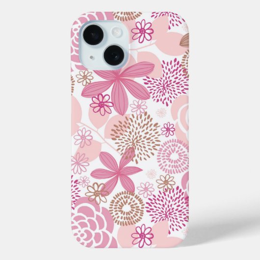 ピンクと茶色の花の模様 Case-Mate iPhoneケース (裏面)