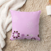 ピンクと茶色の花カスタムの綿枕 クッション (ブランケット)