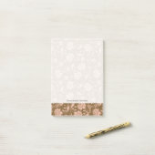 ピンクと茶色の花柄 ポストイット (デスク上)