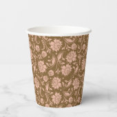 ピンクと茶色の花柄 紙コップ (裏面)