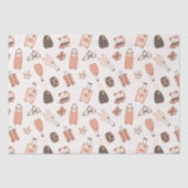 ピンクと茶色の荷物のスーツケース旅行パターン 薄葉紙 (正面)