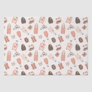 ピンクと茶色の荷物のスーツケース旅行パターン 薄葉紙