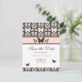 ピンクと茶色の蝶が日付はがきを保存 案内ポストカード (スタンド正面)