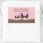 ピンクと茶色の象の赤ちゃんシャワーシール 長方形シール (バッグ)