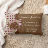 ピンクと茶色の象枕付き格子誕生 ランバークッション (ブランケット)