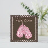 ピンクと茶色の赤ちゃんガールシャワー 招待状 (スタンド正面)