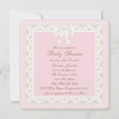 ピンクと茶色の赤ちゃんシャワー 招待状 (裏面)