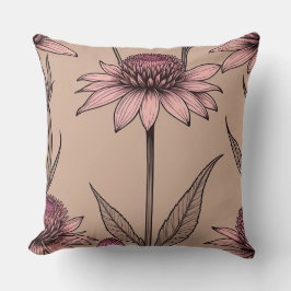 ピンクと茶色の野生の花 クッション