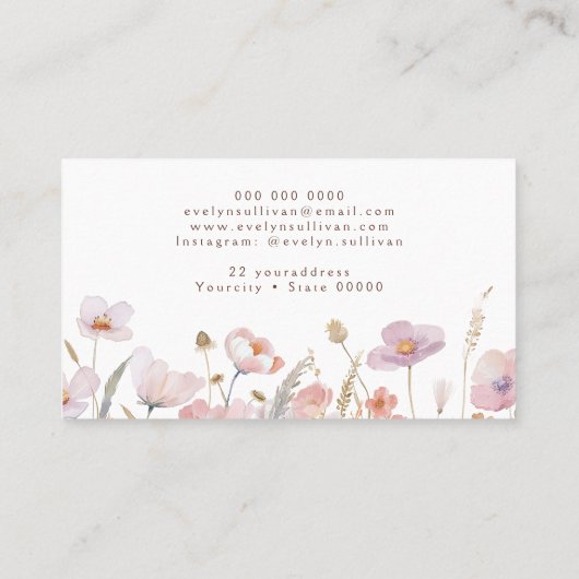 ピンクと薄紫の花の名刺 名刺 (裏面)