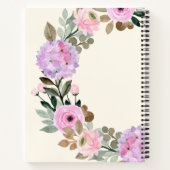 ピンクと薄紫フローラリースパーソナライズされたレシピ ノートブック (裏面)