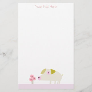 ピンクと豚の甘い花 便箋