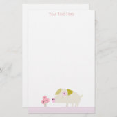 ピンクと豚の甘い花 便箋 (正面/裏面)