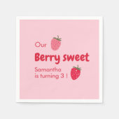 「ピンクと赤いちご誕生日」 スタンダードカクテルナプキン (正面)