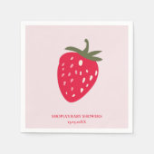 「ピンクと赤いちご赤ちゃんシャワーナプキン スタンダードカクテルナプキン (正面)