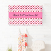 ピンクと赤いハートが私と結婚してくれるの 横断幕 (インサイチュ)