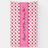 ピンクと赤いハートが私と結婚してくれるの 横断幕 (縦)