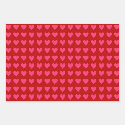 ピンクと赤いハートとバレンタインピンク ラッピングペーパーシート (正面2)