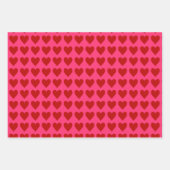 ピンクと赤いハートとバレンタインピンク ラッピングペーパーシート (正面)
