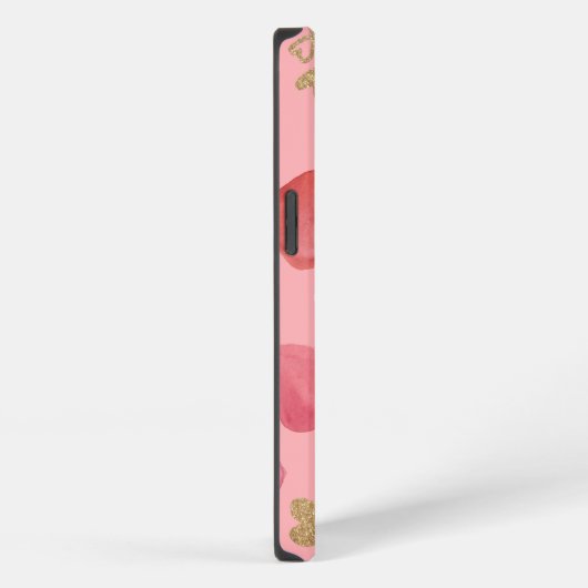 ピンクと赤いハートのカップル名3枚の写真愛 iPhoneケース (右側面)