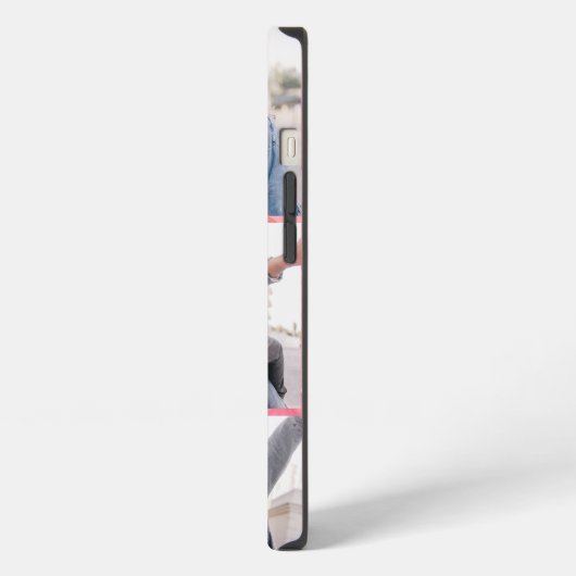 ピンクと赤いハートのカップル名3枚の写真愛 iPhoneケース (左側面)