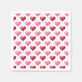 ピンクと赤いハートのバレンタインデーの愛 スタンダードカクテルナプキン